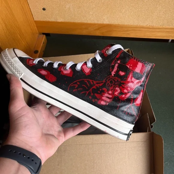 CUSTOM Keanu Reeves John Wick x Neo Matrix Converse Chuck 70 High Size 11.5 - Picture 2 of 9